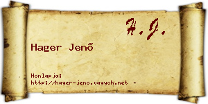 Hager Jenő névjegykártya